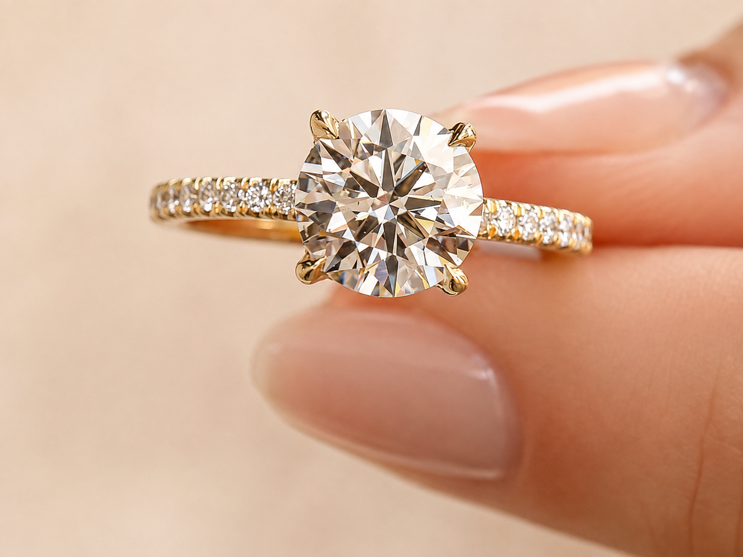 Brilliant Round Cut CZ Hidden Halo Ring in 18k Gold Plated 925 Sterling Silver