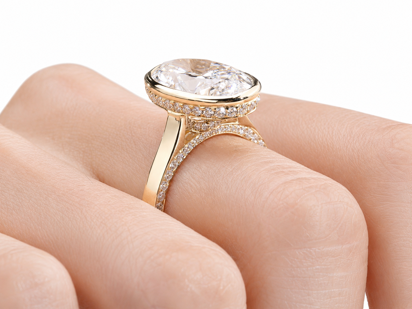 The Spotlight Oval Lab-Grown 5 Carat Diamond Ring in 14K Gold