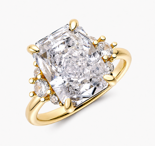 The Heiress Elongated Cushion 18kt Gold Plated CZ Statement Ring